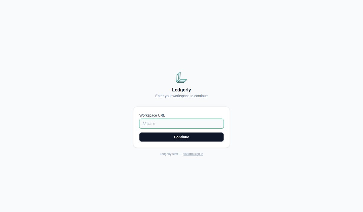 شاشة الدخول إلى مساحة عمل Ledgerly